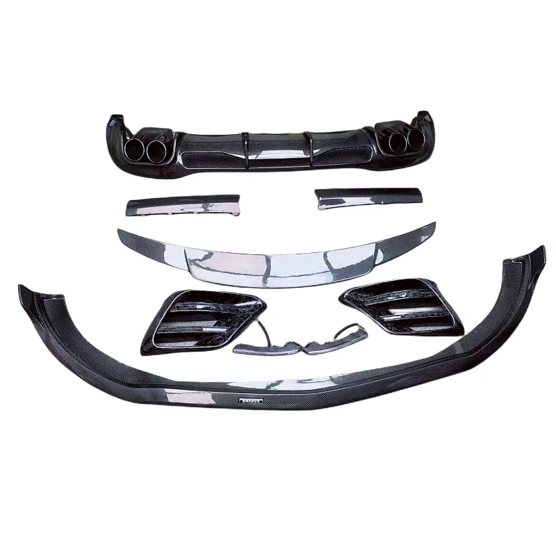 Used for Benz S-Class W223 S450 S500 B style carbon fiber front bumper edge side skirts rear diffuser exhaust tailpipe body kit