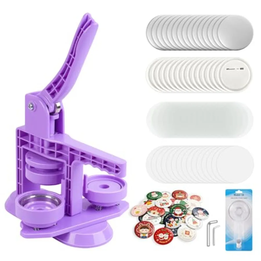 

Button Maker Machine 58mm/2.25in, Pin Maker Machine Kit with 30 Buton Parts, DlY Badge Maker, Button Press Machine, Perfect Beg