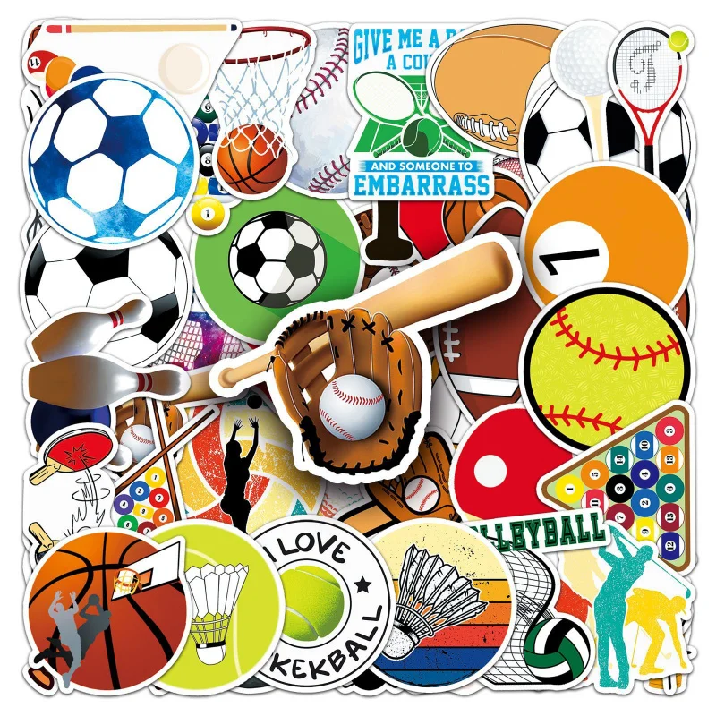 50Zhang Mixed Ball Graffiti Sports Volleyball Decorative Luggage Phone Waterproof Stickers