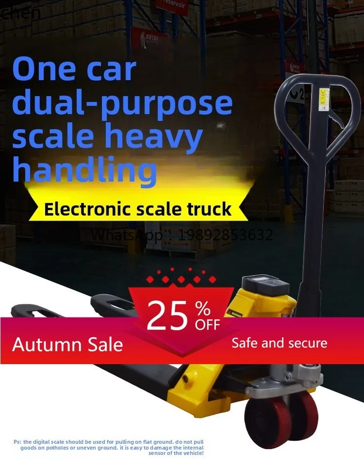 

Electronic Forklift Scale 2 Tons Mobile Weighing Weight Cattle Pallet with Scale Hand Push Hydraulic Truck