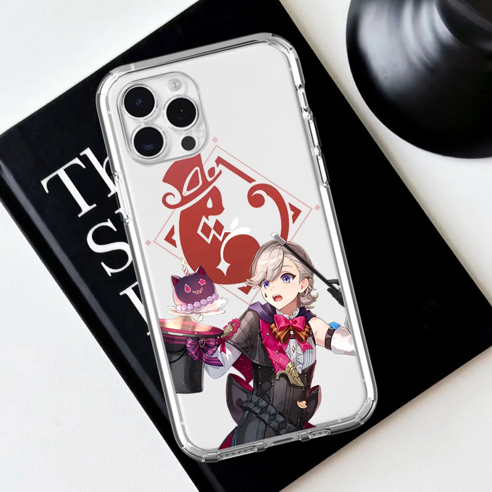 Game Genshin Impact Lyney For iPhone 16 15 13 14 12 11 Pro Plus MAX XS iPhone13 14 Mini Transparent Phone Case