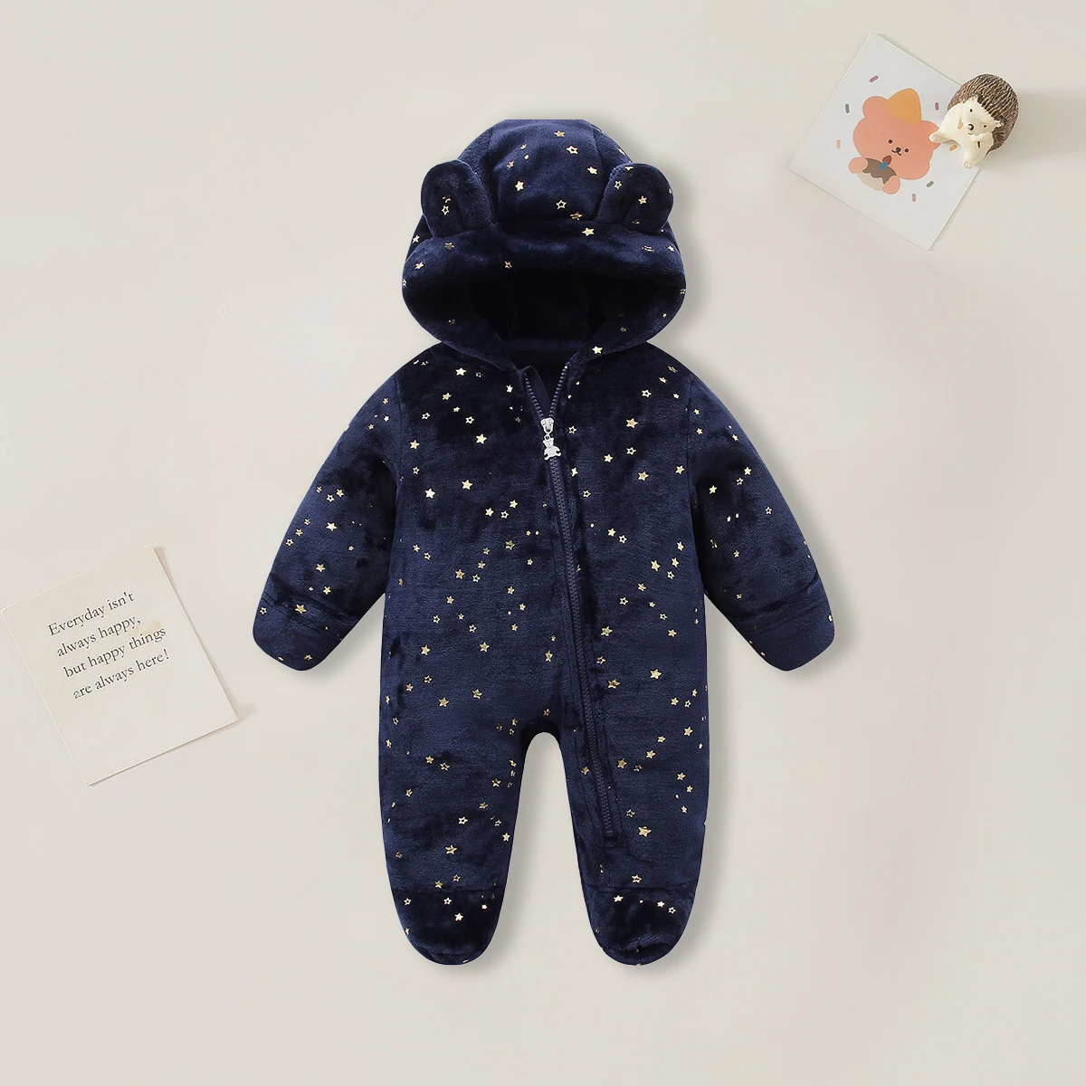 AYNIGIELL 0-9M Cartoon Newborn Bodysuit Warm RompersSoft Newborn Baby Clothes Flannel Autumn Winter Baby Boys Girls Jumpsuit