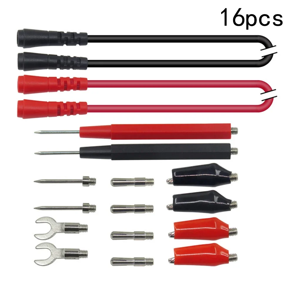 16Pcs 1M Multimeter Test Kit S Probe Voltmeter Cable Clip Kit Electrician Household Electronic Measurement Testing Tool Parts