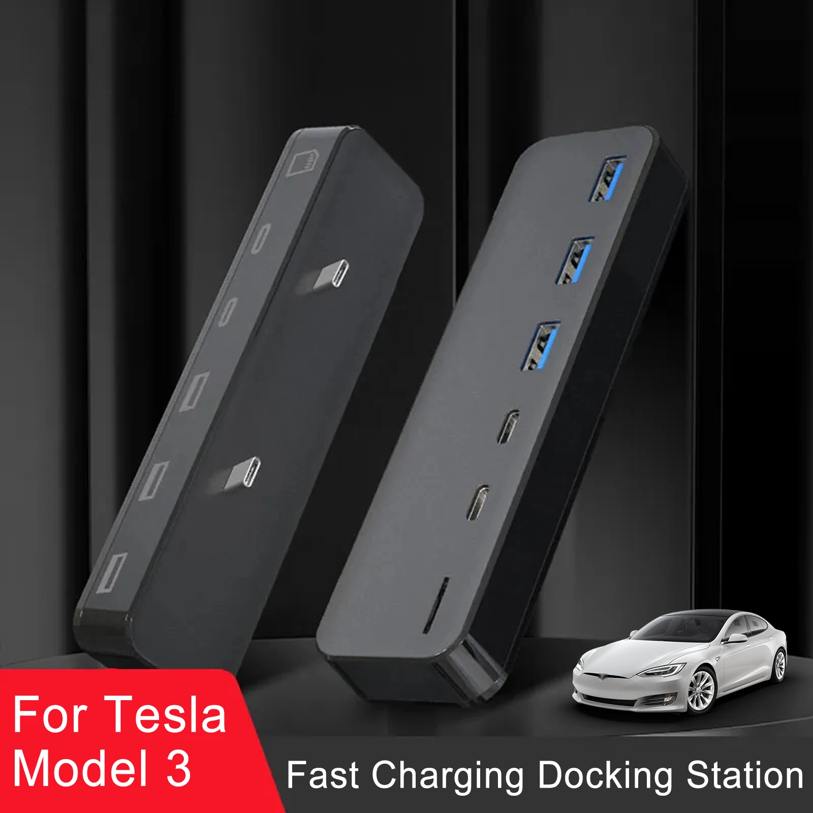 Docking Station per Tesla Model 3 Y Hub USB 27W ricarica rapida intelligente 6 in 2 Type-C Micro SD Model3 modelely 2021-2023