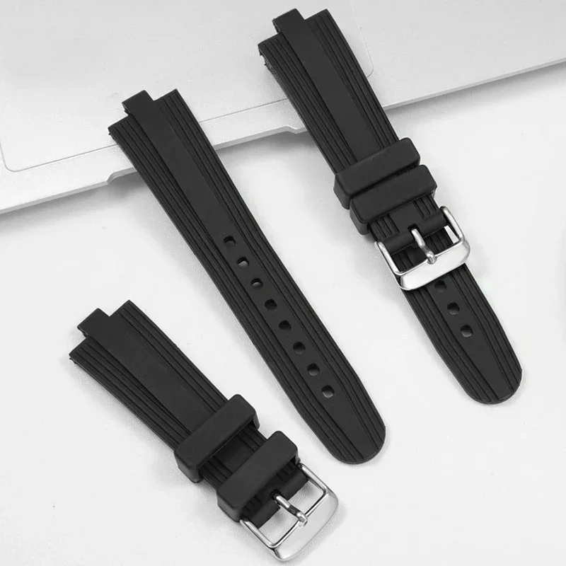 Watch Band for Bvlgari Diagono Series Convex Interface Waterproof Men 22MMx7MM Black Silicone Rubber Watch Accessories Strap