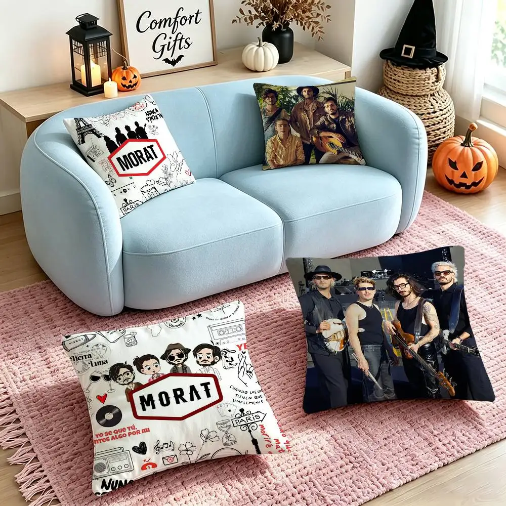 M-Morat Band Button Lapel Anime Pillow Case Square Double-Sided Sofa Cushion Cover Bedroom Bedside Pillow