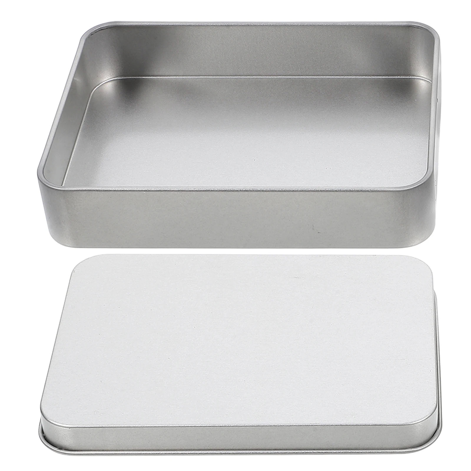 

Rectangular Tinplate Box 453x335x87mm Silver Durable Containers with Lids Candy Storage Travel Small Metal Boxes Cookie