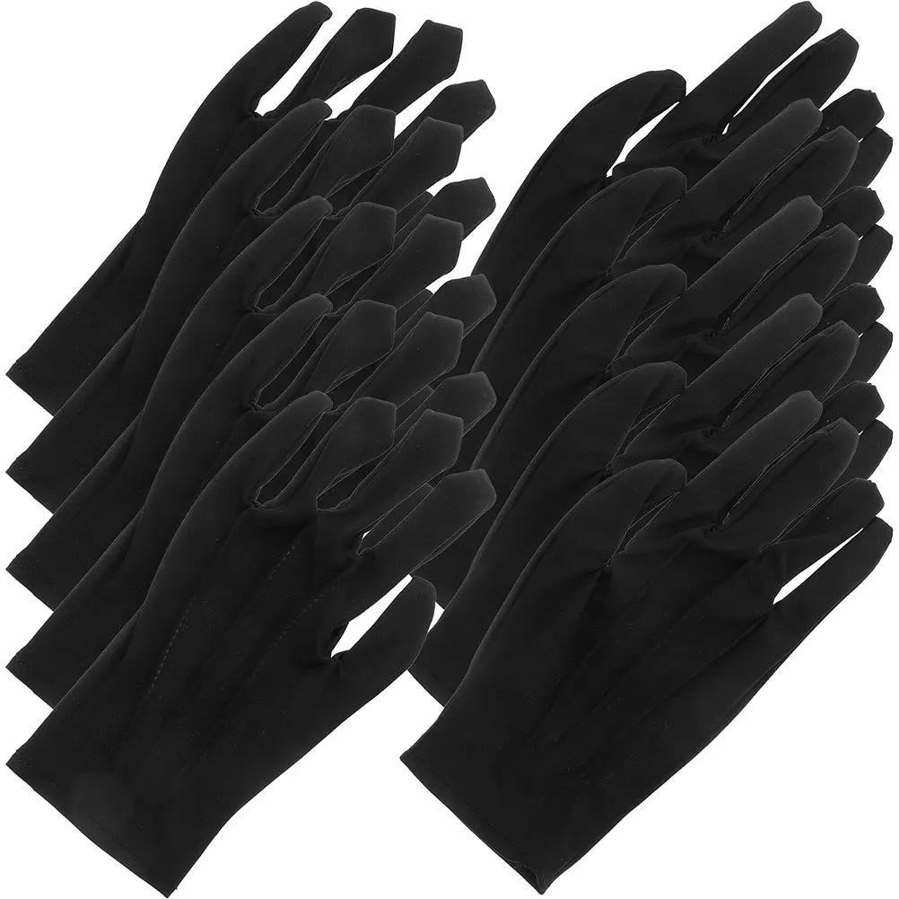 

5Pairs Gloves Black Reusable Lightweight Breathable Nylon for Jewelry Handling Coin Inspection Precision Work Unisex Stretchy