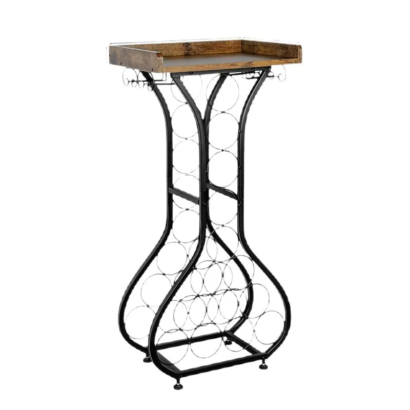 

Spot telescopic wine rack mini bar table plant rack with glass rack wall-mounted space-saving wine cabinet
