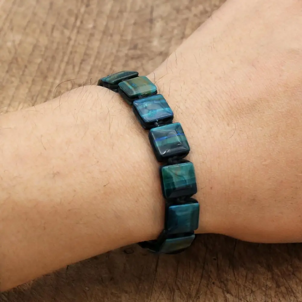 10mm Square Tiger Eye Stone Beads Braided Bracelet Bohemia Punk Friendship Charm Bracelet Bangle Man Women Jewelry