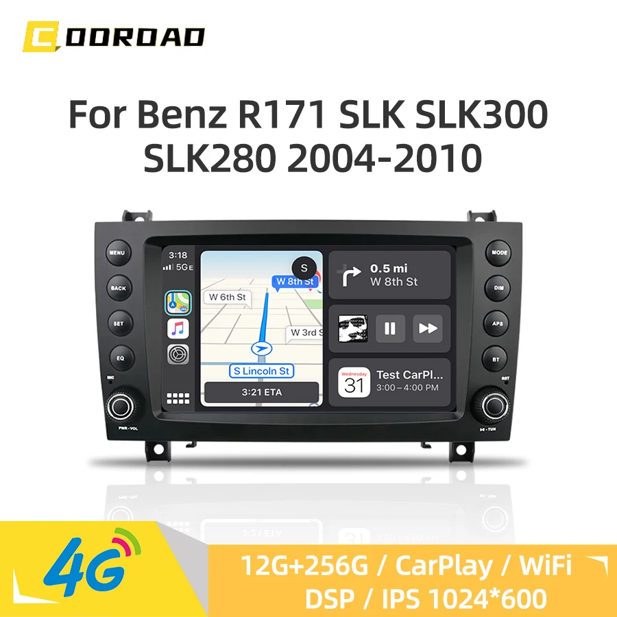 

Автомобильный мультимедийный плеер Android 14.0 Автомобильный радиоприемник для Benz R171 SLK Class 2004-2010 CarPlay GPS-навигация 4G WiFi Bluetooth Стерео