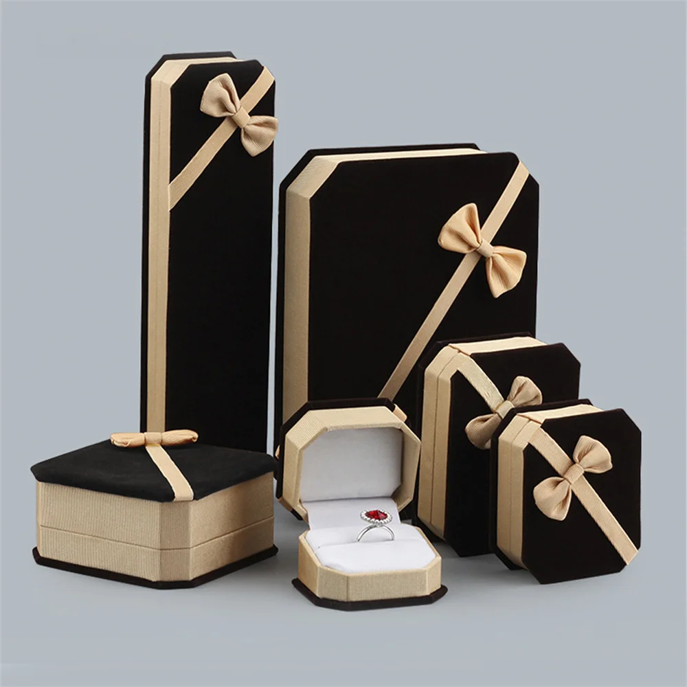 Flip-top Jewelry Gift Box Display Necklace Ring Bracelet Velvet Empty Box Set for Jewelry Organization Holiday Gift Packaging