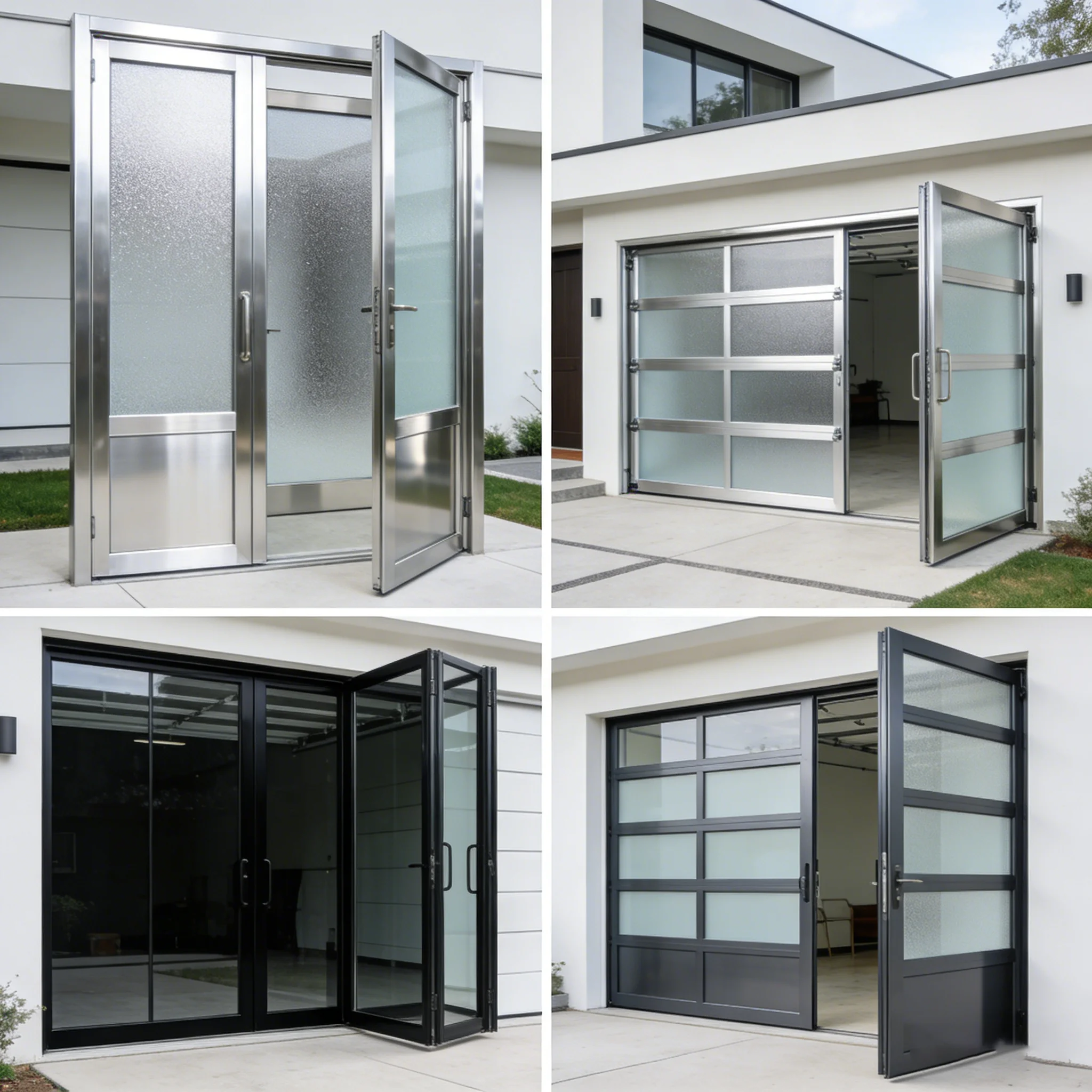 Custom Garage Doors Frameless Glass Insulated Panel Garage Door Patio Overhead Sectional Aluminum