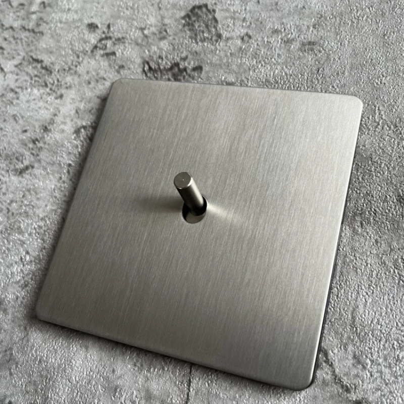 Brushed Stainless Steel Toggle Switch Matte Retro Single Pole Wall Plate Simple Electrical Outlet Cover Home Light Control