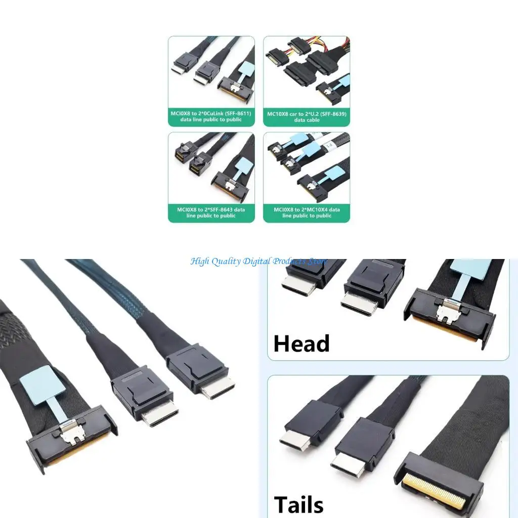 

U2JE Server Data Cable MCIO 8i to Twin SFF 8611 Interfaces Converter for Fast Data