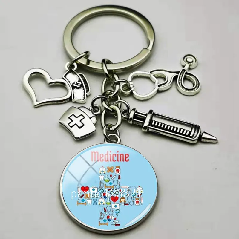 Cute medical examination keychain and love angel keychain personalized jewelry Thanksgiving gift keychain nurses and doctors