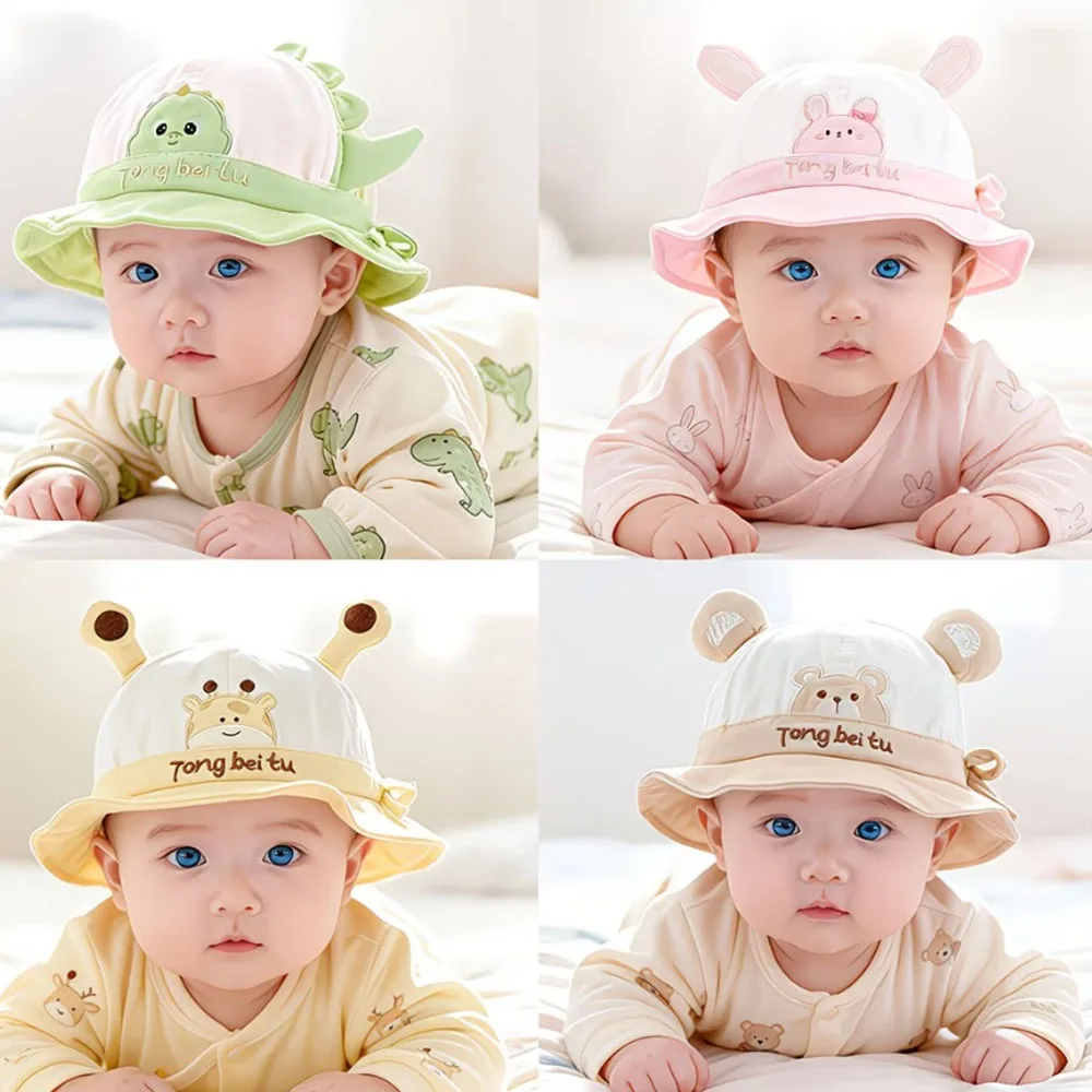 

Baby Cartoon Embroidered Bucket Hat, Unisex for Spring/Autumn, Suitable as a Gift, for Outings, Fits Babies 8-24 Months