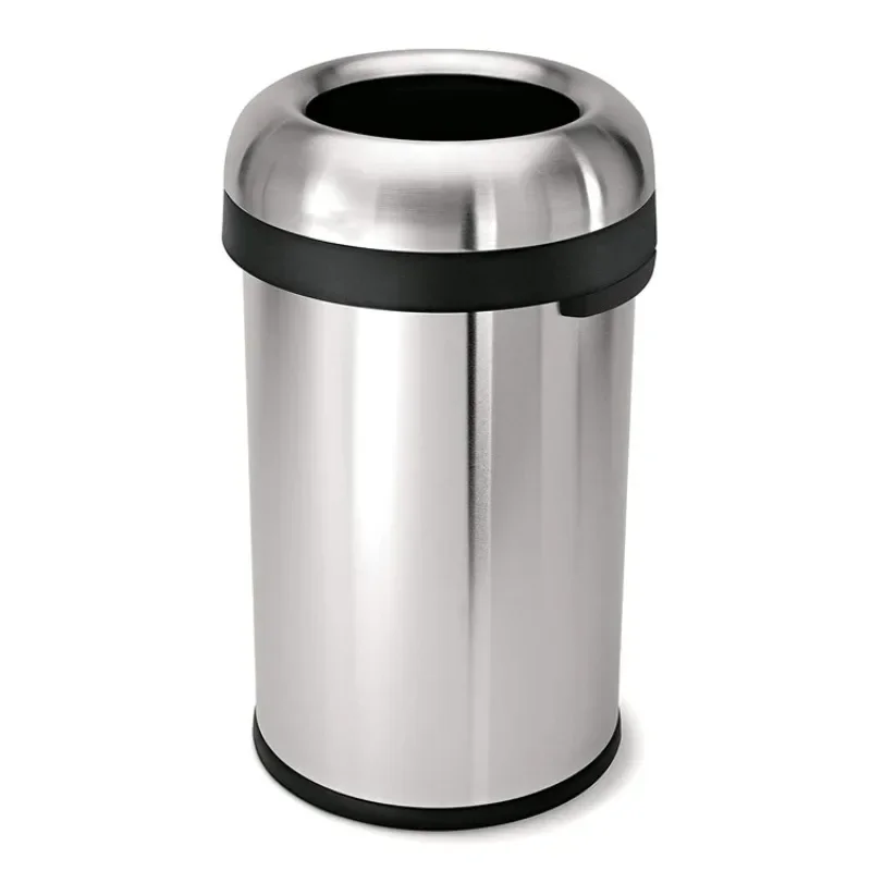 13 Gallon 16 Gallon 60 Liter Brushed Stainless SteelCommercial Grade Heavy Gauge Bullet Open Top Trash Bin for Household