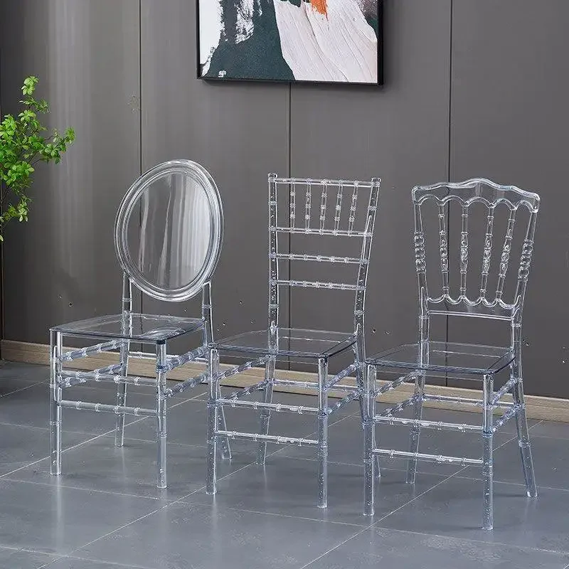 Hotel banquet hall crystal chair transparent chair outdoor wedding training plastic bamboo phoenix dining chair