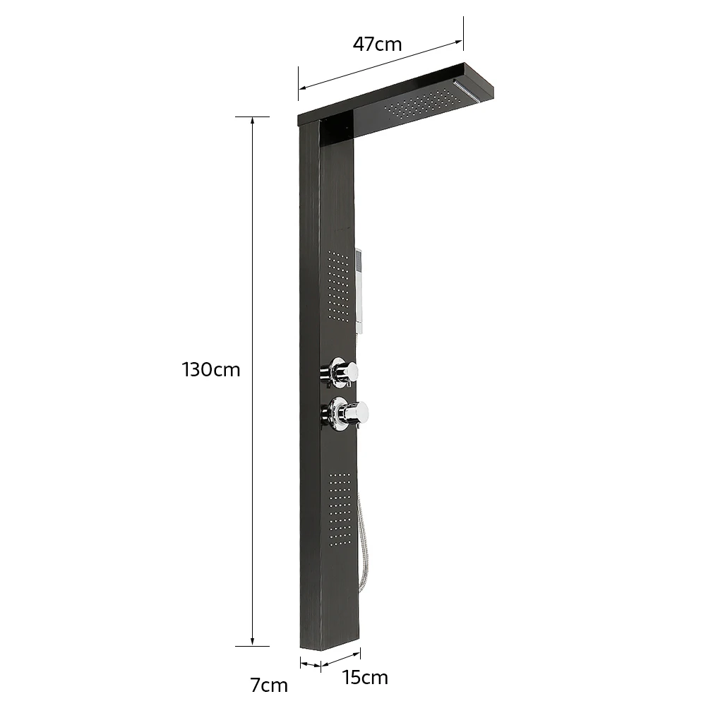 4-in-1 douchepaneel, douchesysteem complete set regendouche, waterval, massagezijsproeiers, brede handdouche, schakelaar met 1 knop