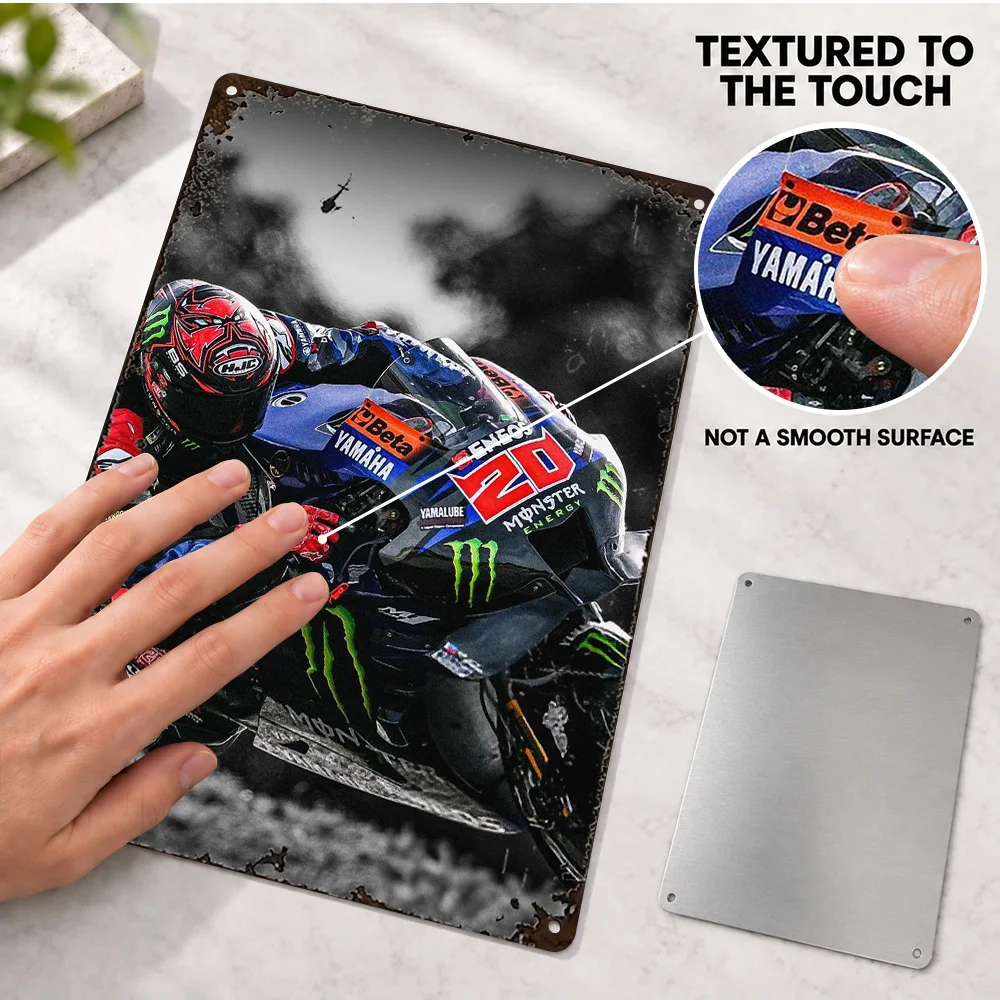 Fabio Quartararo MotoGP Printed Poster Customized Aluminum Metal Sign Selective Color Photography Wall Art For Sports Lounge