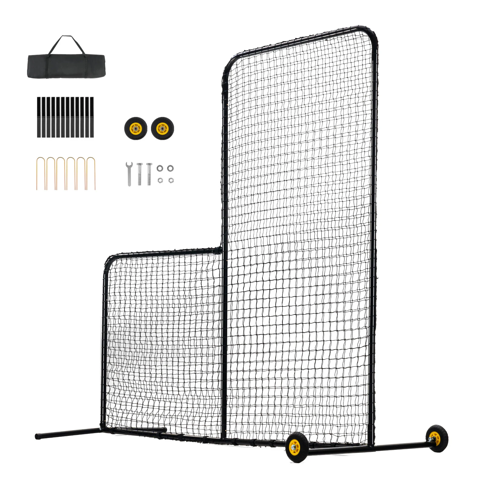 VEVOR L Screen Baseball for Batting Cage 7x7 ft Softball Safety Screen Body Protector Portable Batting Screen with Carry Bag