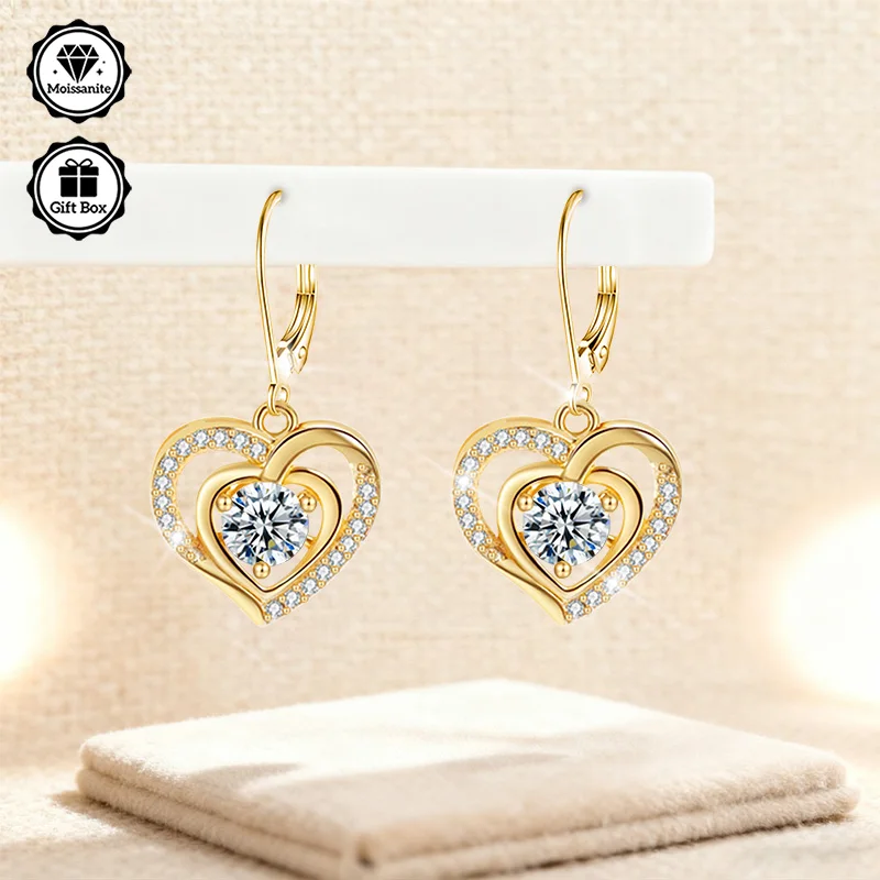 

Ювелирные изделия LAMVOICE для женщин/серьги с 1-каратным муассанитом, гипоаллергенные серьги-крючки, рождественский подарок для ювелирных изделий высокого качества