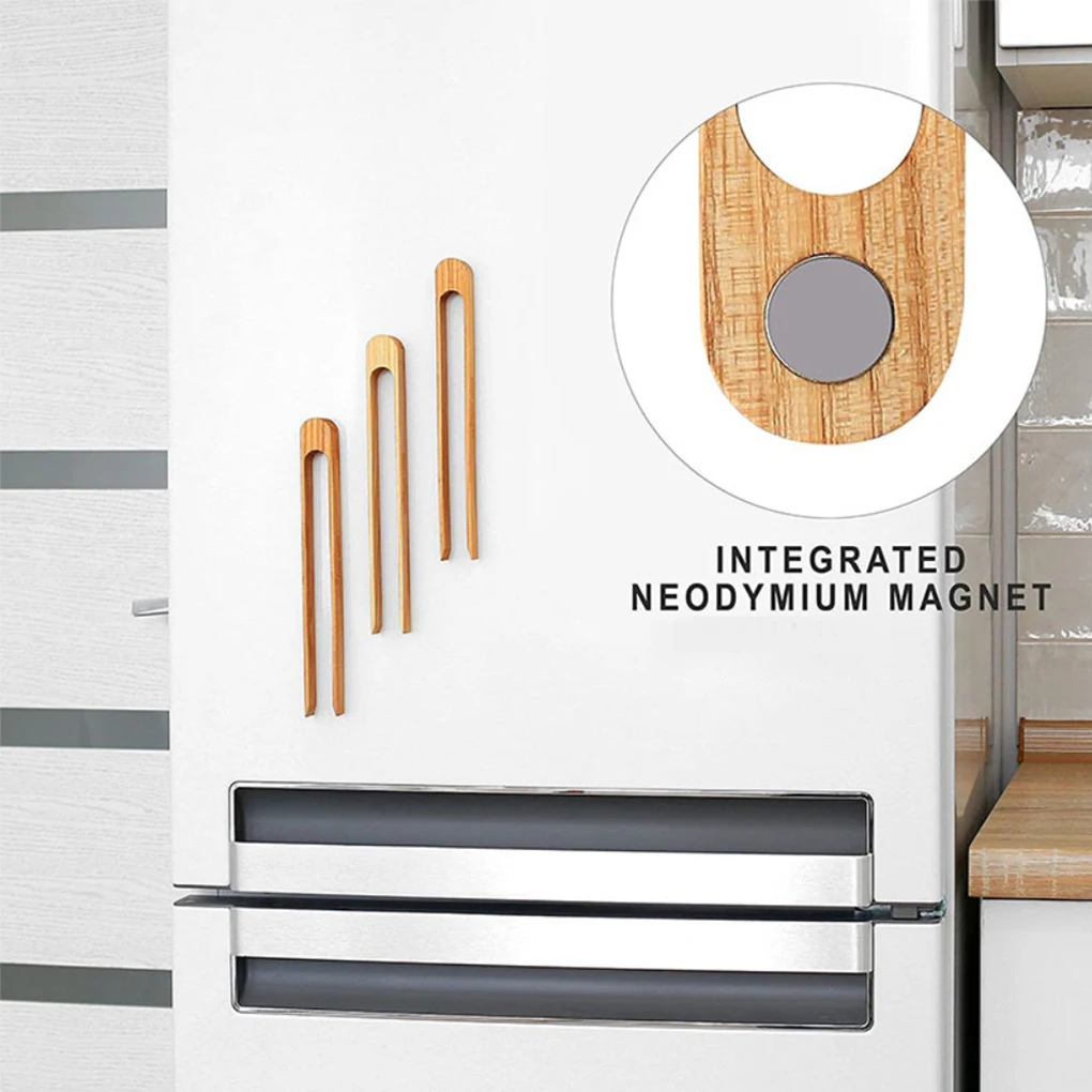 ไม้ไผ่เครื่องปิ้งขนมปังแหนบแม่เหล็กรอบการออกแบบหัว Reusable ทำความสะอาดง่ายเครื่องมือทำครัวข...