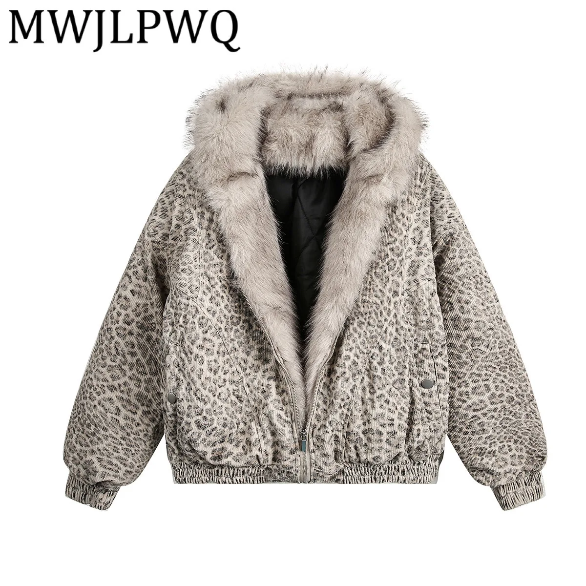 

MWJLPWQ Men's 2025 Winter New American Style Trendy Leopard Print Padded Coats Male Street Fleece Lined Warm Cotton Tops 21221