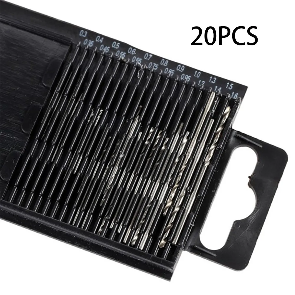 20pcs For mini Drill Bit Set with High Speed Steel for Woodworking Plastic and Electronics Repair in Transparent Drawer Box
