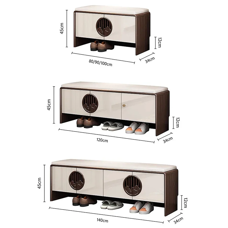 Armoire à chaussures d'entrée fermée avec siège, meuble en bois Luminerack, meuble peu encombrant, meubles de salon