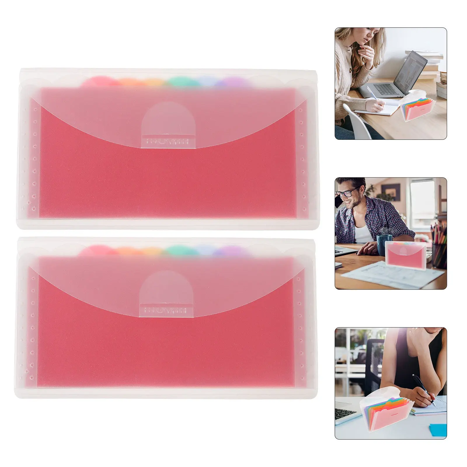 

2Pcs Large Capacity Multi-Layer Receipt Organizer File Folder PP Plastic Portable Accordion Document Storage Bag for Office Home
