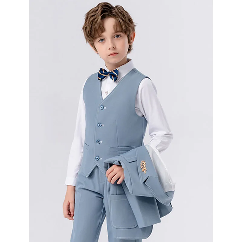 Toddler Tuxedo Teen Boys Communion Attires Kids Wedding Ring Bearer Outfit 2 to 16 Years Flower Boys Slim Fit Formal Suits Set