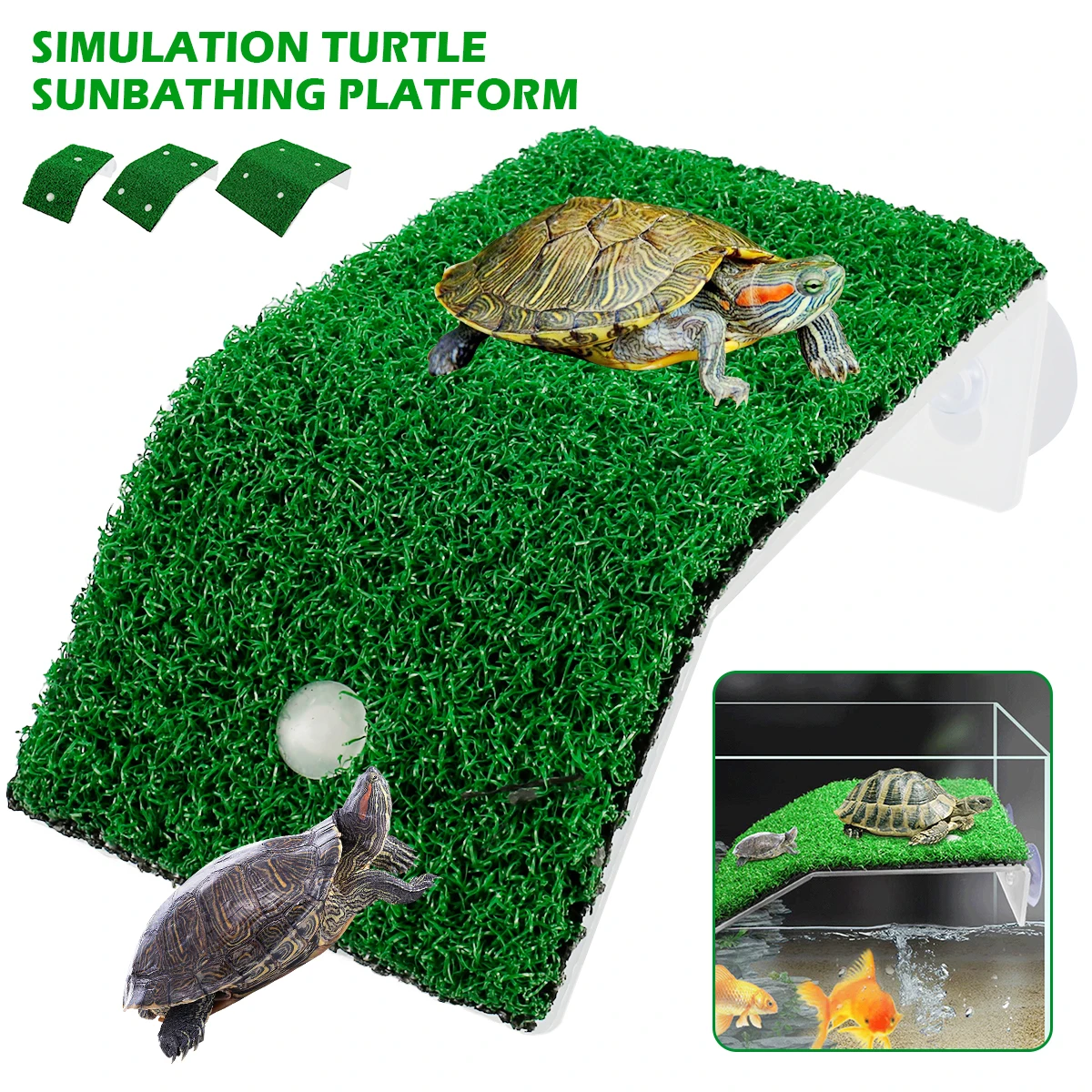 3 Size Turtle Basking Platform Float Habitat Simulation Lawn Ramp Moss Turtle Dock Floating Island Aquarium Reptile Terrarium