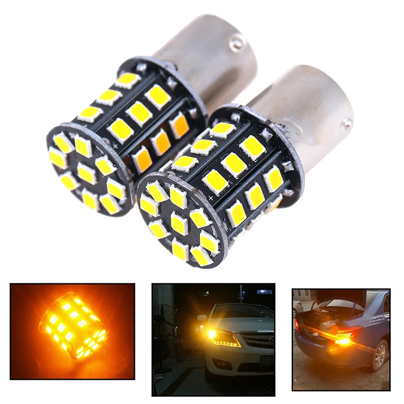 2pcs BAU15S 7507 PY21W 1156PY High Power Amber Yellow 33 SMD 2835 LED Bulb For Front Turn Signal Lights Direction Indicator Lamp