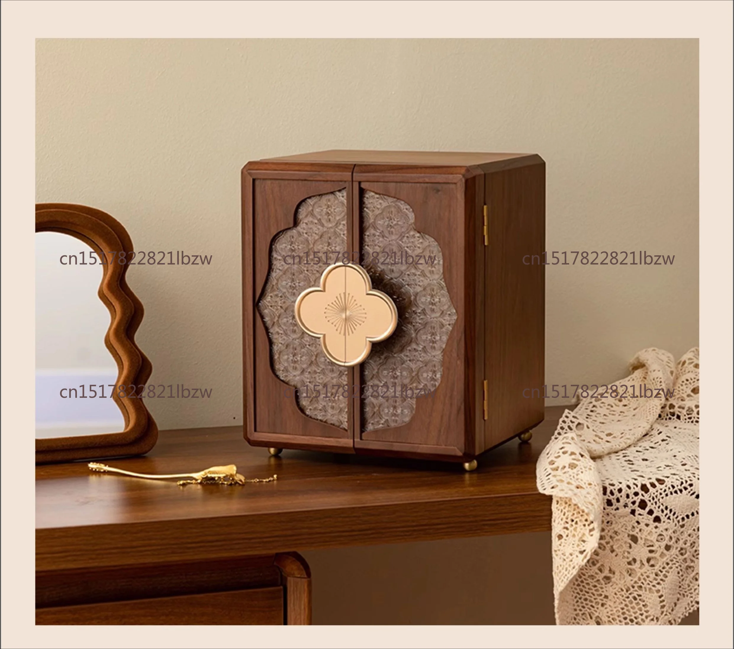 Suzhou Embroidery Ornament Storage Box Multi-Grid Earring Jewelry Organizer Table Screen Style DIY Handmade Craft Decoration