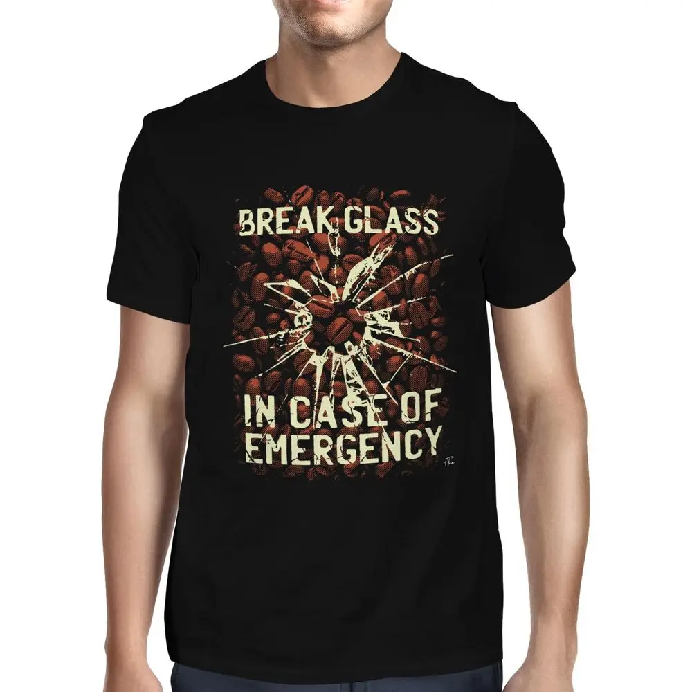 Mens In Case of Emergency, Break Glass for Coffee T-ShirtUnisex Women's Summer Cotton Luxury Brand Retro Oversized