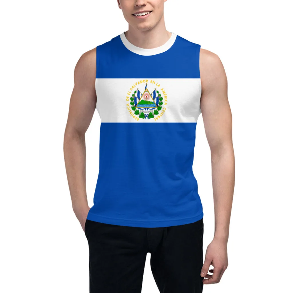 Sleeveless T-shirt El Salvador Flag 3D Men's Boys Tshirt Gyms Tank Tops Fitness Joggers Basketball Training Vest