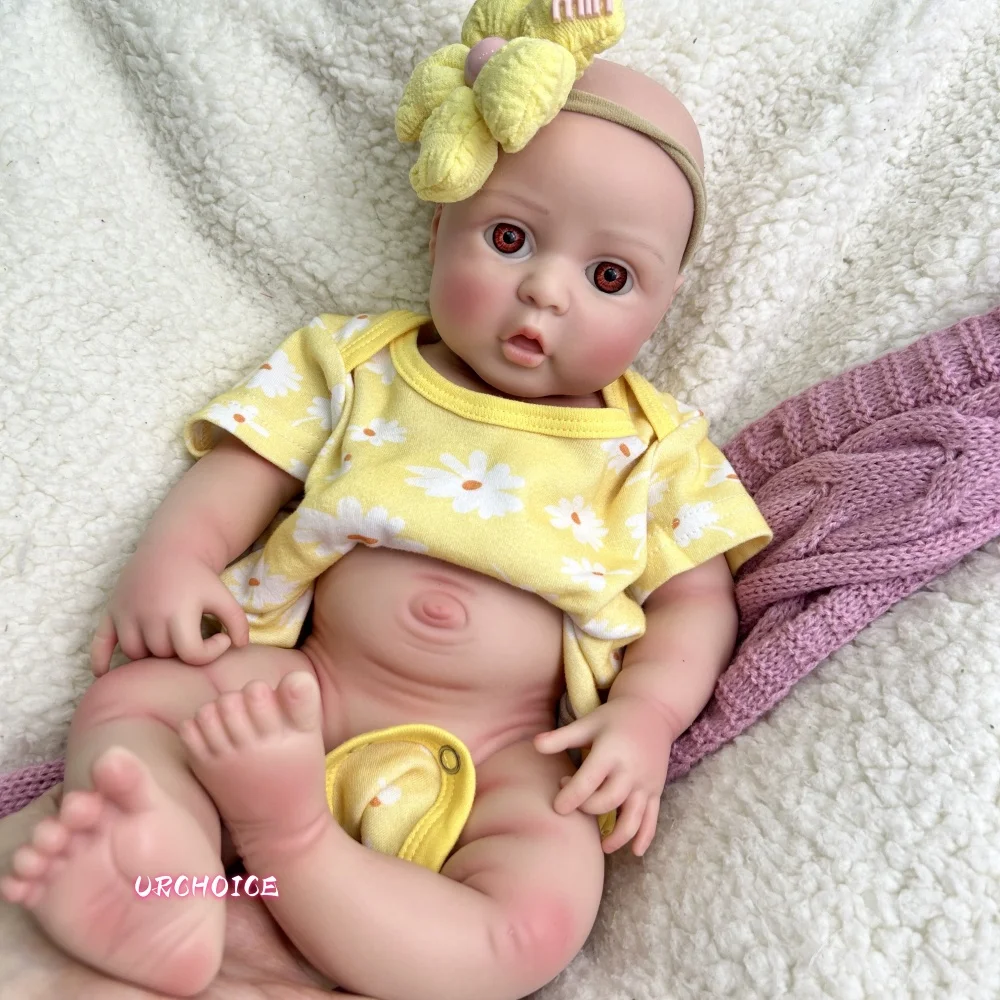 17 pouces jolie fille pleine platine silicone renaît bébé toucher doux pondéré poupée réaliste 3D peau bébé pour cadeau de Noël