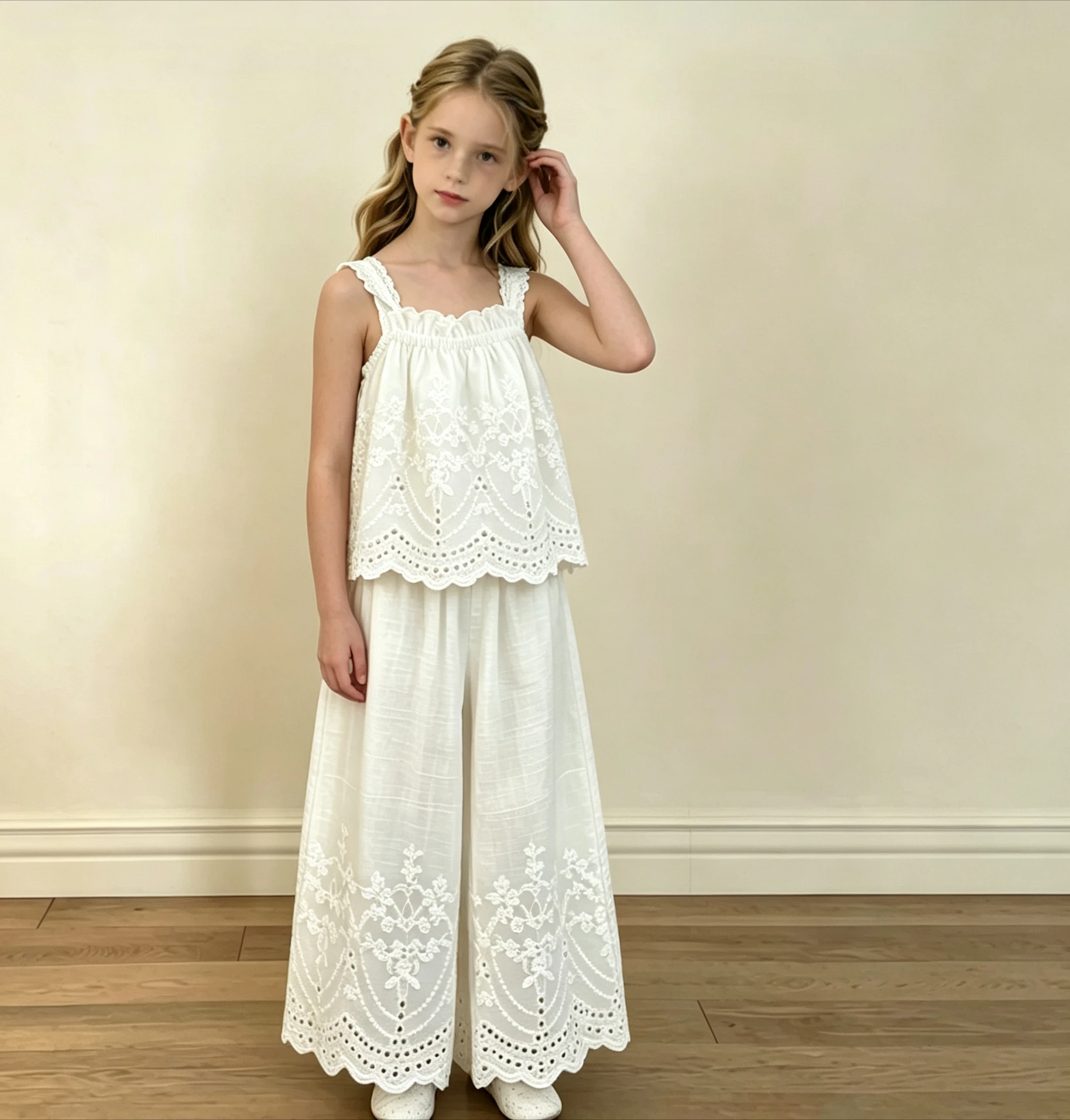 Summer Thin Children Mosquito Proof Pants Set Girls Summer Clothes Baby Girls 2026 New Forest Style Wide Leg Pants Two Piece Set