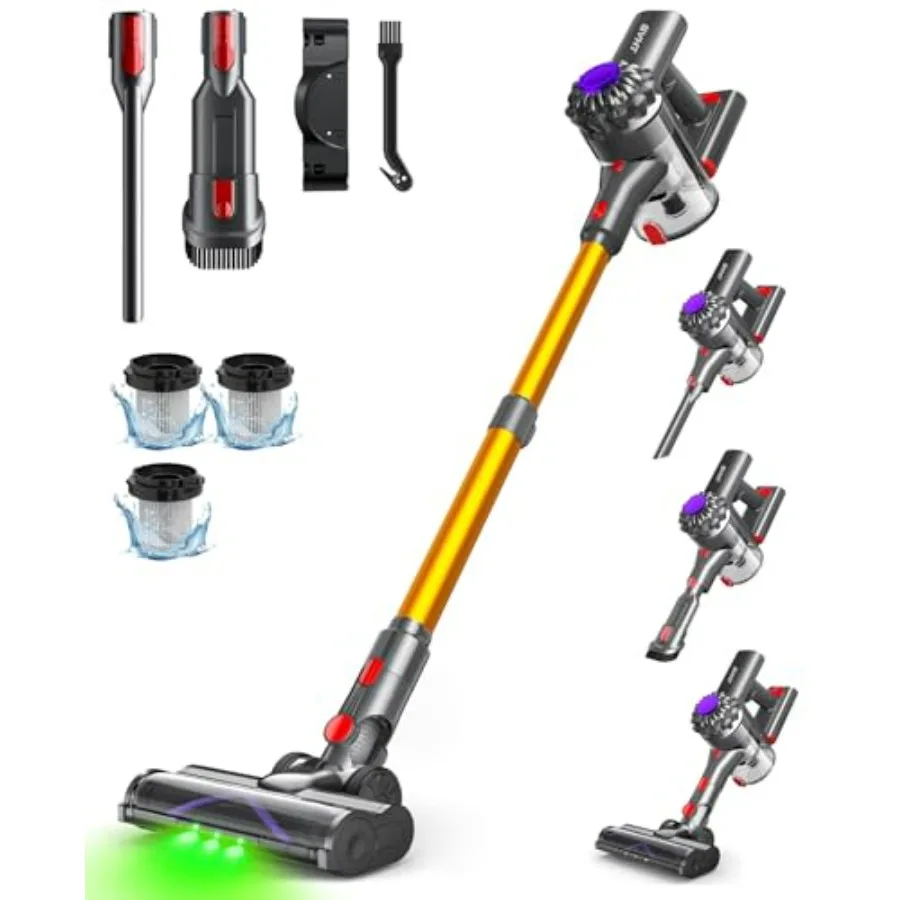 

Беспроводной пылесос 450 Вт, 40 кПа для дома, легкий вертикальный пылесос с передовой технологией Green Light, перезаряжаемая батарея