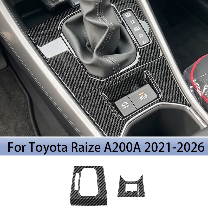 Fit For Toyota Raize A200A 2021-2026 Gear Shift & Electronic Handbrake Panel Trim Interior Accessories Carbon Fiber Texture