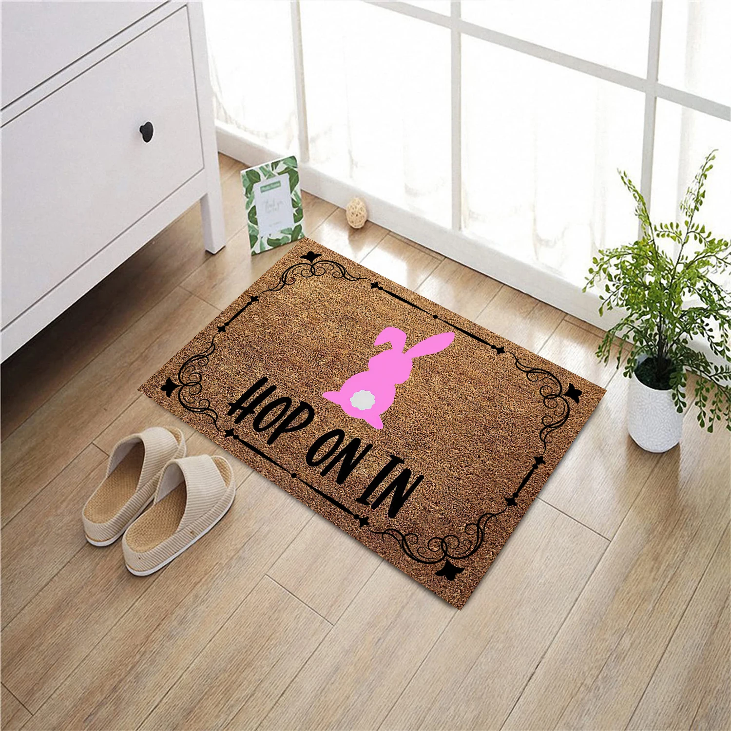 Hop On In EasterDoormat en caoutchouc salle de bain cuisine tapis jardin Garage porte tapis de sol tapis antidérapant tapis d'entrée