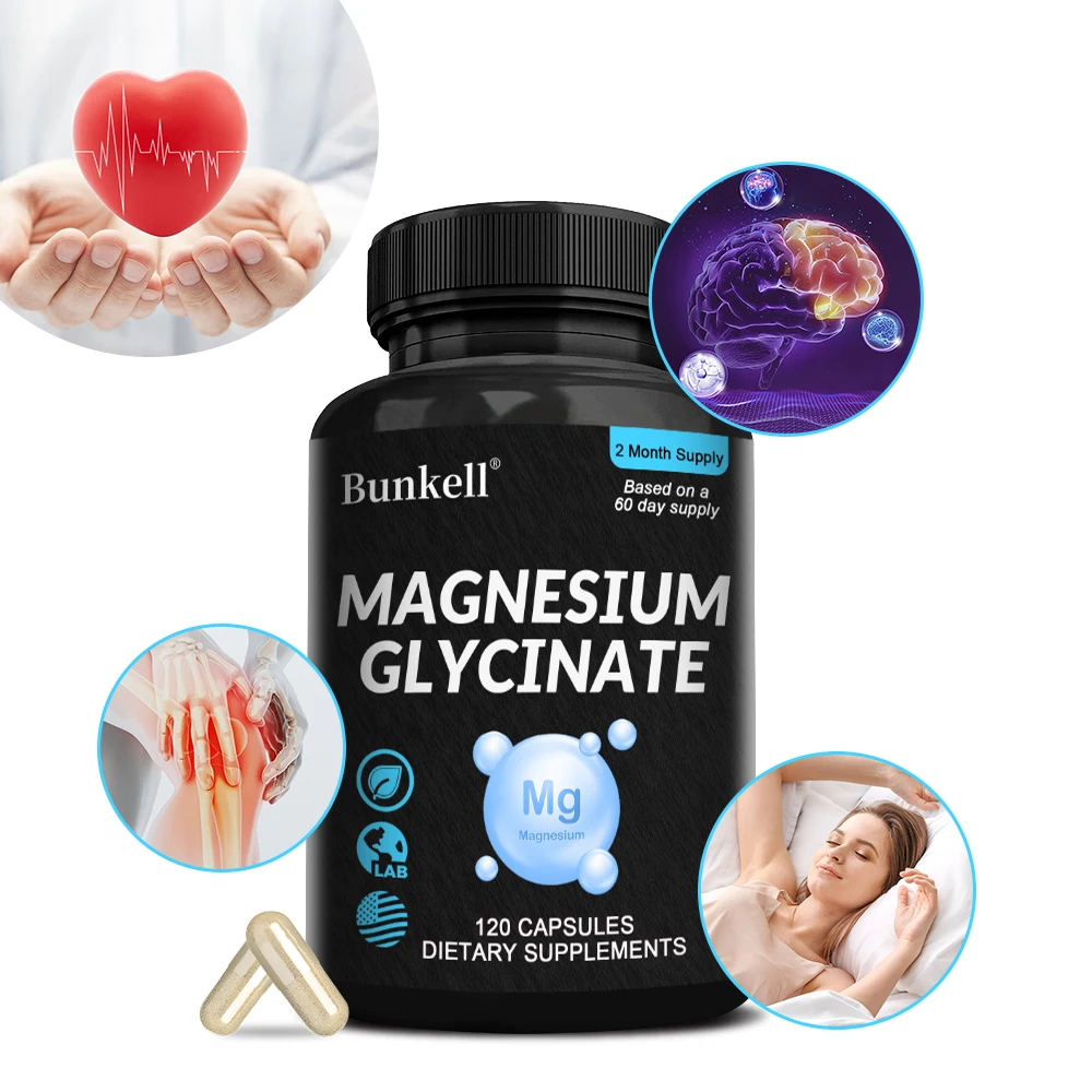 Magnesium Glycinate Supplement - High Strength for Muscle and Nerve Function, Heart, Immune, Bone Health and Sleep, Women & Men