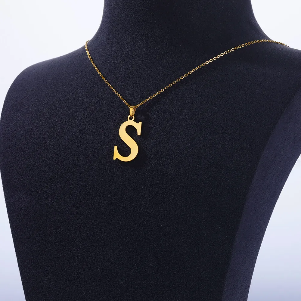 Stainless Steel Necklace for Women Initial Letter Gold Plated Alphabet Pendant Necklaces Charm Vintage Waterproof Jewelry Gifts image 5