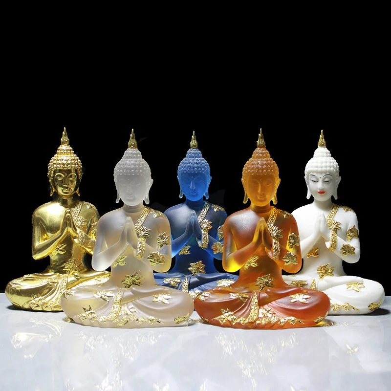

Креативная стеклянная статуэтка Будды из смолы в тайском стиле, индийский и юго-восточноазиатский декор для дома, украшение в виде Будды Медицины