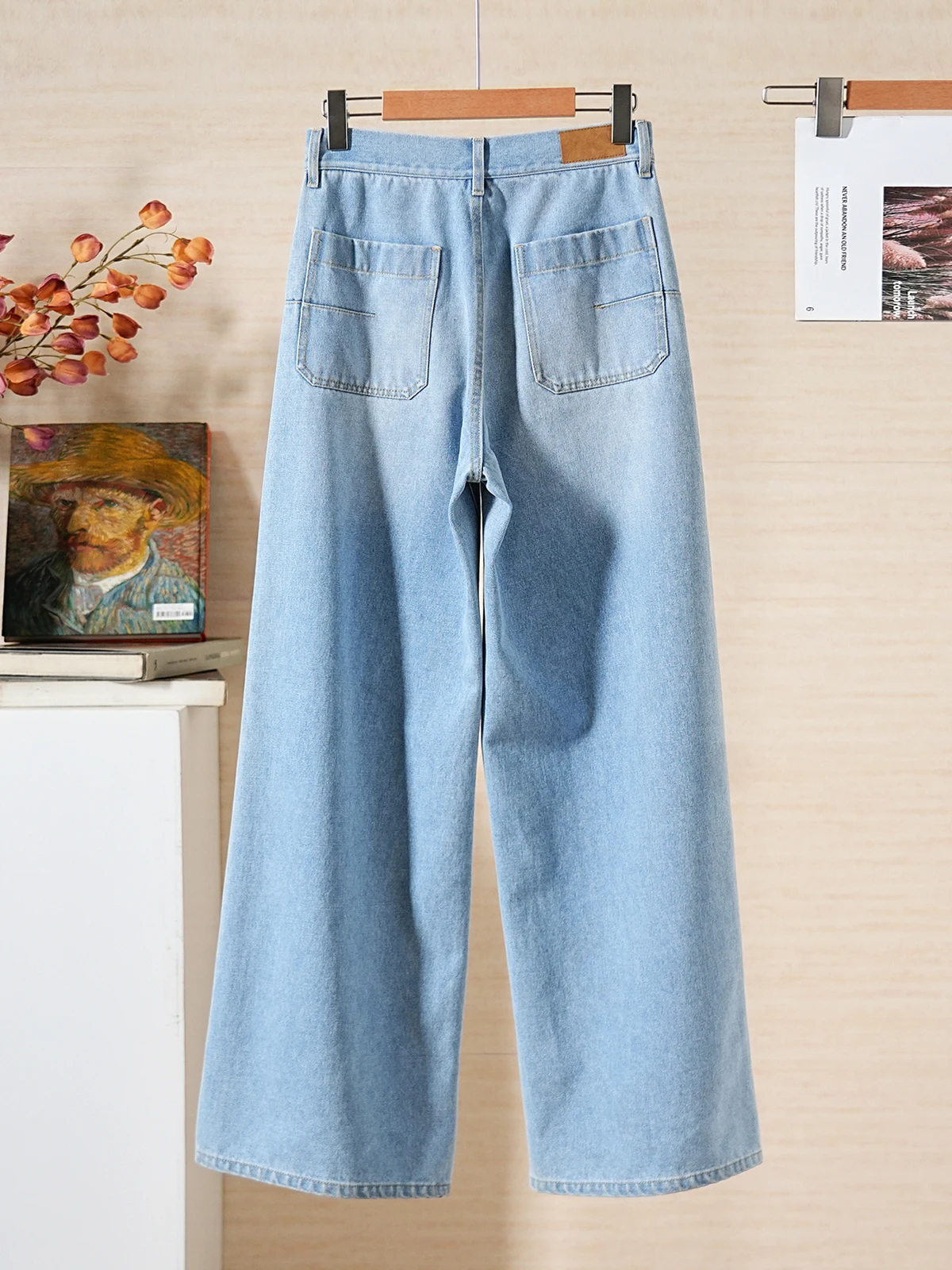 

YongLeap Широкие джинсы с высокой талией Классические синие осенне-зимние Новое поступление Утягивающие повседневные хлопковые джинсовые брюки для женщин