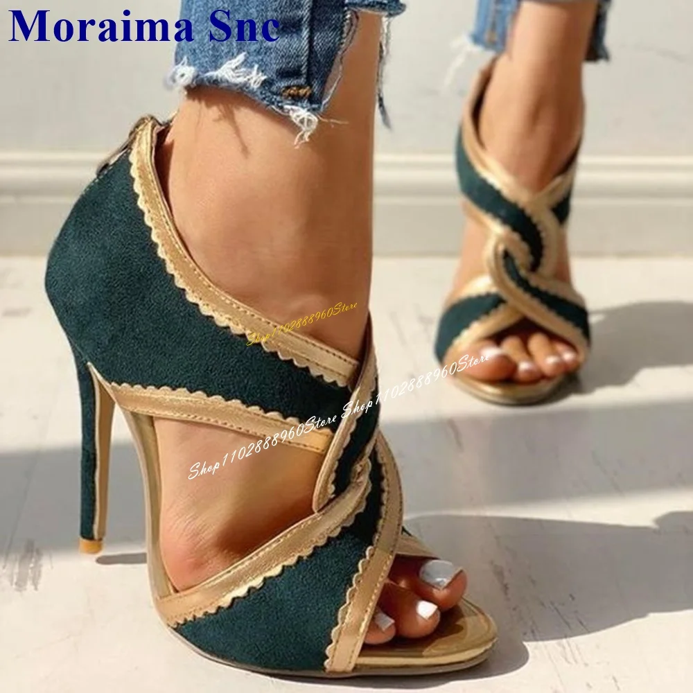 Big Size Western Mixed Color Casual Sandals Thin High Heel Women Shoes Back Zipper Open Toe 2024 Fashionable Zapatos Para Mujere