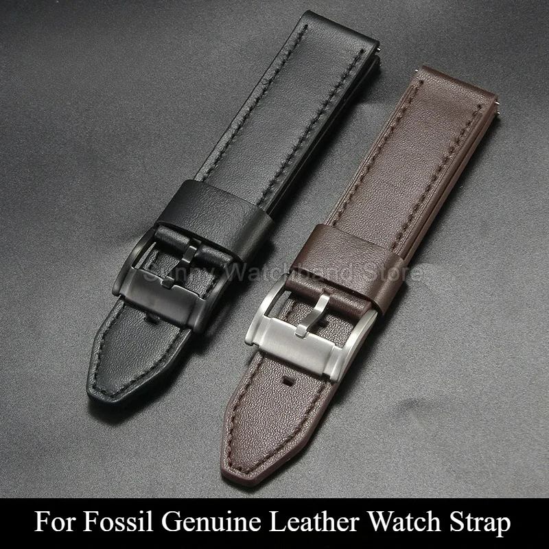 22 24 مللي متر أسود براون جلد البقر حزام ساعة اليد ل الأحفوري JR1424 JR1504 JR1401 FS4735 FS4812 ME3052 مرنة دائم إبرة مشبك