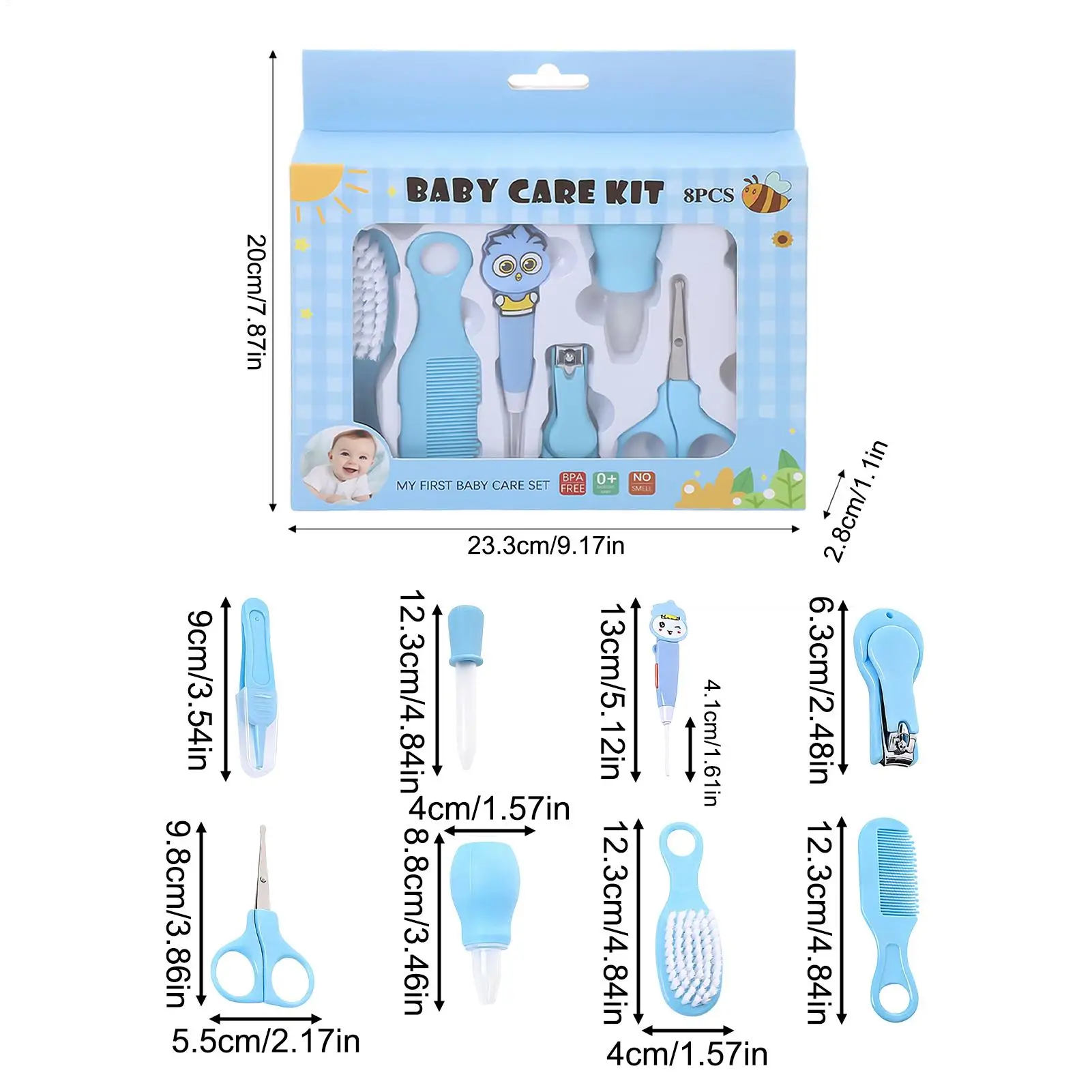 مجموعة الرعاية الصحية للأطفال مجموعة الرعاية الصحية المضادة للاختناق 8 قطع طقم أطفال مع شفاط الأنف للمنزل حمام السفر مستشفى الرعاية النهارية #6